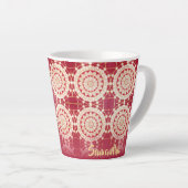 Red Burgundy Gold White Mandala Pattern Latte Mok (Rechterhoek)