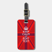 Red Burgundy Keep Calm Jouw tekst Union Jack Flag Bagagelabel (Voorkant verticaal)