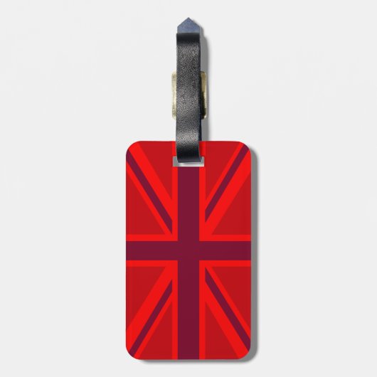 Red Burgundy Keep Calm Jouw tekst Union Jack Flag Bagagelabel (Achterkant verticaal)