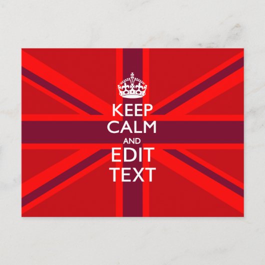 Red Burgundy Keep Calm Jouw tekst Union Jack Flag Briefkaart (Voorkant)