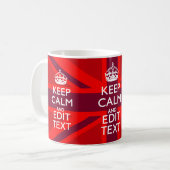 Red Burgundy Keep Calm Jouw tekst Union Jack Flag Koffiemok (Voorkant links)