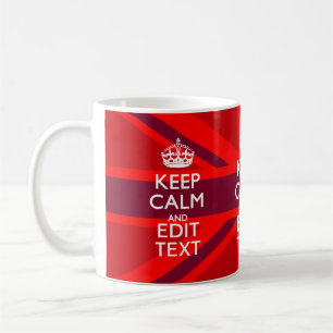 Red Burgundy Keep Calm Jouw tekst Union Jack Flag Koffiemok