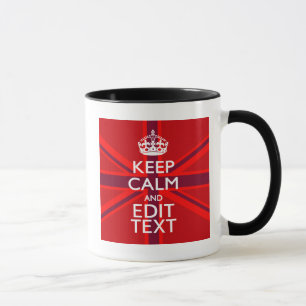 Red Burgundy Keep Calm Jouw tekst Union Jack Flag Mok