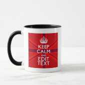 Red Burgundy Keep Calm Jouw tekst Union Jack Flag Mok (Links)