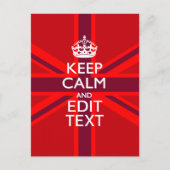 Red Burgundy Keep Calm Jouw tekst Union Jack vlag Briefkaart (Voorkant)