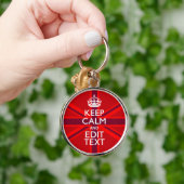 Red Burgundy Keep Calm Jouw tekst Union Jack vlag Sleutelhanger (Hand)