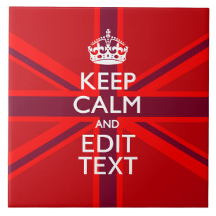 Red Burgundy Keep Calm Jouw tekst Union Jack vlag Tegeltje