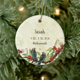 Red Burgundy  Love Bird Moeder van de Bride Keramisch Ornament