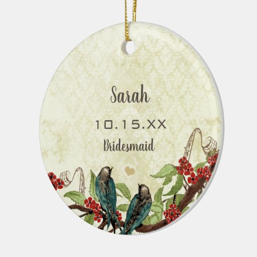 Red Burgundy  Love Bird Moeder van de Bride Keramisch Ornament (Links)