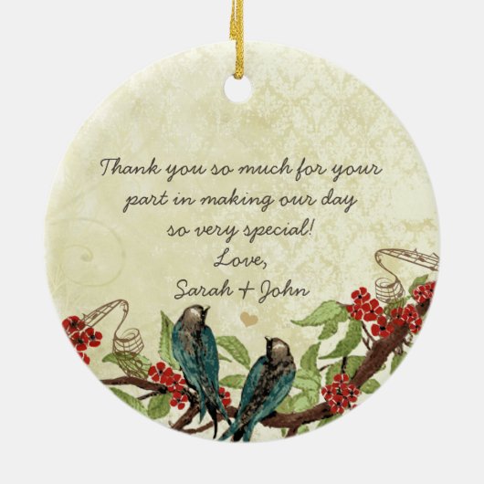 Red Burgundy  Love Bird Moeder van de Bride Keramisch Ornament (Achterkant)