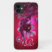 RED BURGUNDY PAARSE BERRIES AND SWIRLS MONOGRAM Case-Mate iPhone CASE (Achterkant)