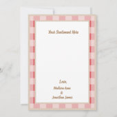 Red Burgundy Pset Gingham Country Weddenschap Bedankkaart (Achterkant)