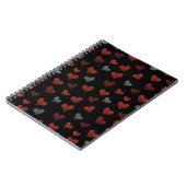 Red Burgundy Silver Glitter Hearts on Black Notitieboek (Linkerzijde)
