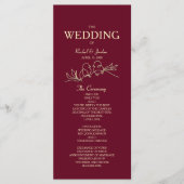 Red Burgundy Wedding Programmakaart (Voorkant)