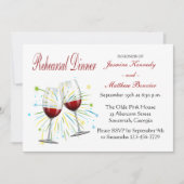 Red Burgundy Wedding Rehearsal Dinner Wine Glasses Kaart (Voorkant)