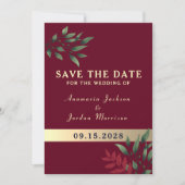 Red Burgundy Wedding Save The Date (Voorkant)