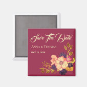 Red Burgundy Wedding Save the Date Invitation Magneet (Voorkant / Achterkant)