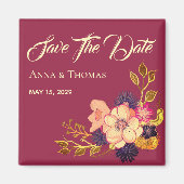 Red Burgundy Wedding Save the Date Invitation Magneet (Voorkant)