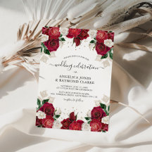 Red Burgundy & White Floral Elegant Wedding