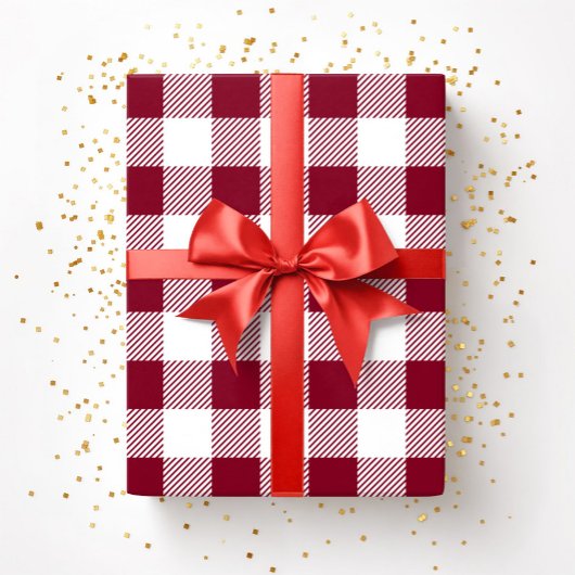 Red Burgundy White Pattern Cadeaupapier