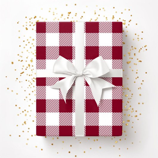 Red Burgundy White Pattern Cadeaupapier