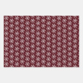 Red Burgundy White Polka Dots Stripes Snowflakes Inpakpapier Vel (Voorkant 3)