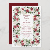  Red Burgundy White Roses Lijst Kaart (Voorkant / Achterkant)