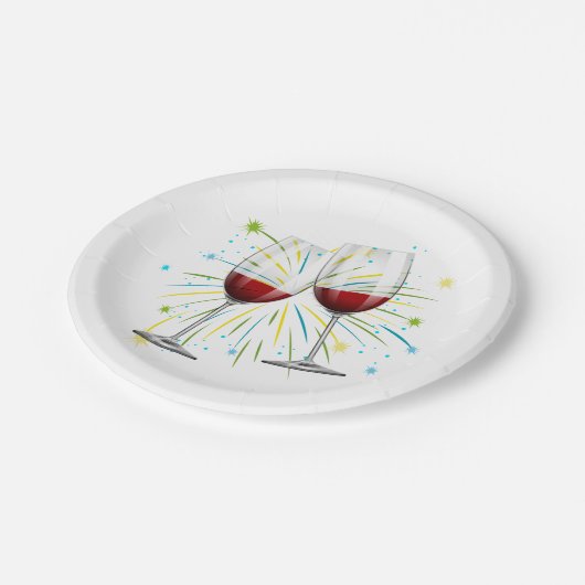 Red Burgundy Wine Glasses Wedding Winery Vineyard Papieren Bordje (Gekanteld)