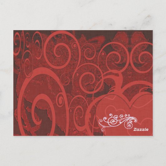 Red Burgundy Wine Heart en Swirls Bedankt Briefkaart (Achterkant)