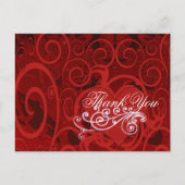 Red Burgundy Wine Heart en Swirls Bedankt Briefkaart (Voorkant)