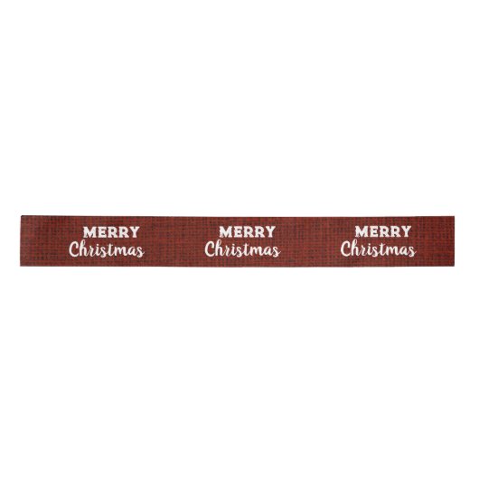 Red Burlap Fabric Labels Rustic Merry Kerstmis Satijnen Lint (Voorkant)