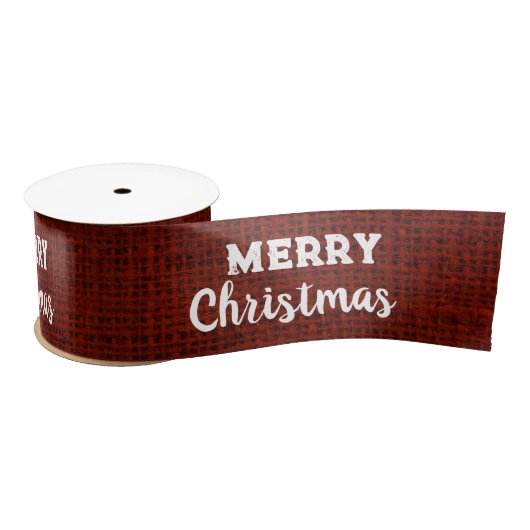Red Burlap Fabric Labels Rustic Merry Kerstmis Satijnen Lint (Spoel)