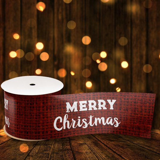 Red Burlap Fabric Labels Rustic Merry Kerstmis Satijnen Lint