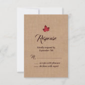 Red Burlap Maple Leaf RSVP (Voorkant)
