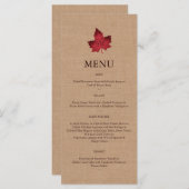 Red Burlap Monogrammed Menu (Voorkant / Achterkant)