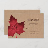 Red Burlap Monogrammed RSVP (Voorkant / Achterkant)