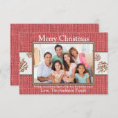 Red Burlap Pinecones Foto - 3 x 5 kerstKaart Kaart (Voorkant / Achterkant)