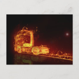 Red Burning Truck in Fire Flams Briefkaart