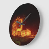 Red Burning Truck in Fire Flams Grote Klok (Hoek)