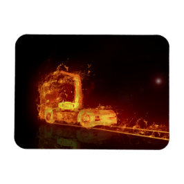 Red Burning Truck in Fire Flams Magneet