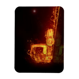 Red Burning Truck in Fire Flams Magneet