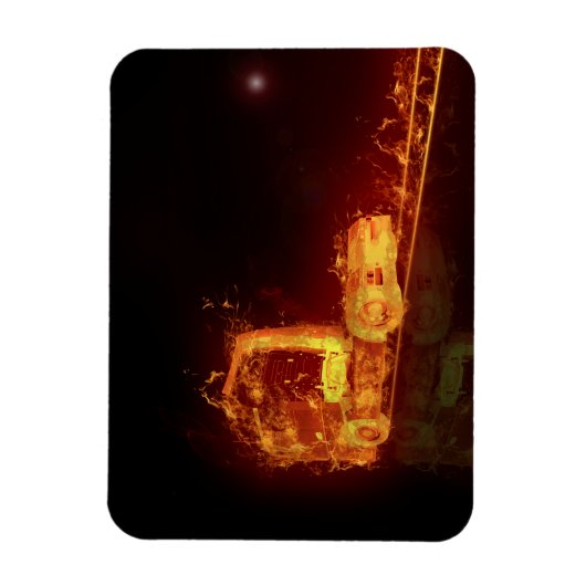 Red Burning Truck in Fire Flams Magneet (Verticaal)