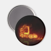 Red Burning Truck in Fire Flams Magneet (Voorkant / Achterkant)