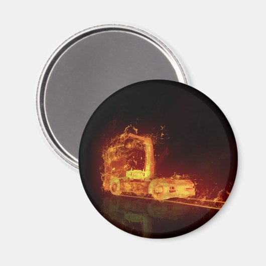 Red Burning Truck in Fire Flams Magneet (Voorkant / Achterkant)
