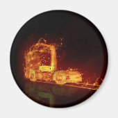 Red Burning Truck in Fire Flams Magneet (Voorkant)
