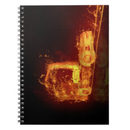 Red Burning Truck in Fire Flams Notitieboek