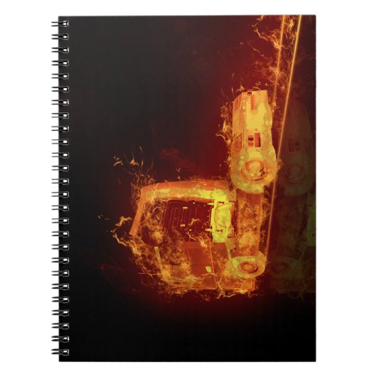 Red Burning Truck in Fire Flams Notitieboek (Voorkant)