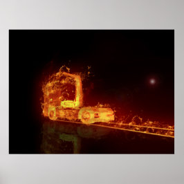 Red Burning Truck in Fire Flams Poster
