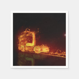 Red Burning Truck in Fire Flams Servetten