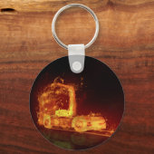 Red Burning Truck in Fire Flams Sleutelhanger (Voorkant)